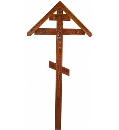Крест на могилу деревянный дуб Резной с крышкой